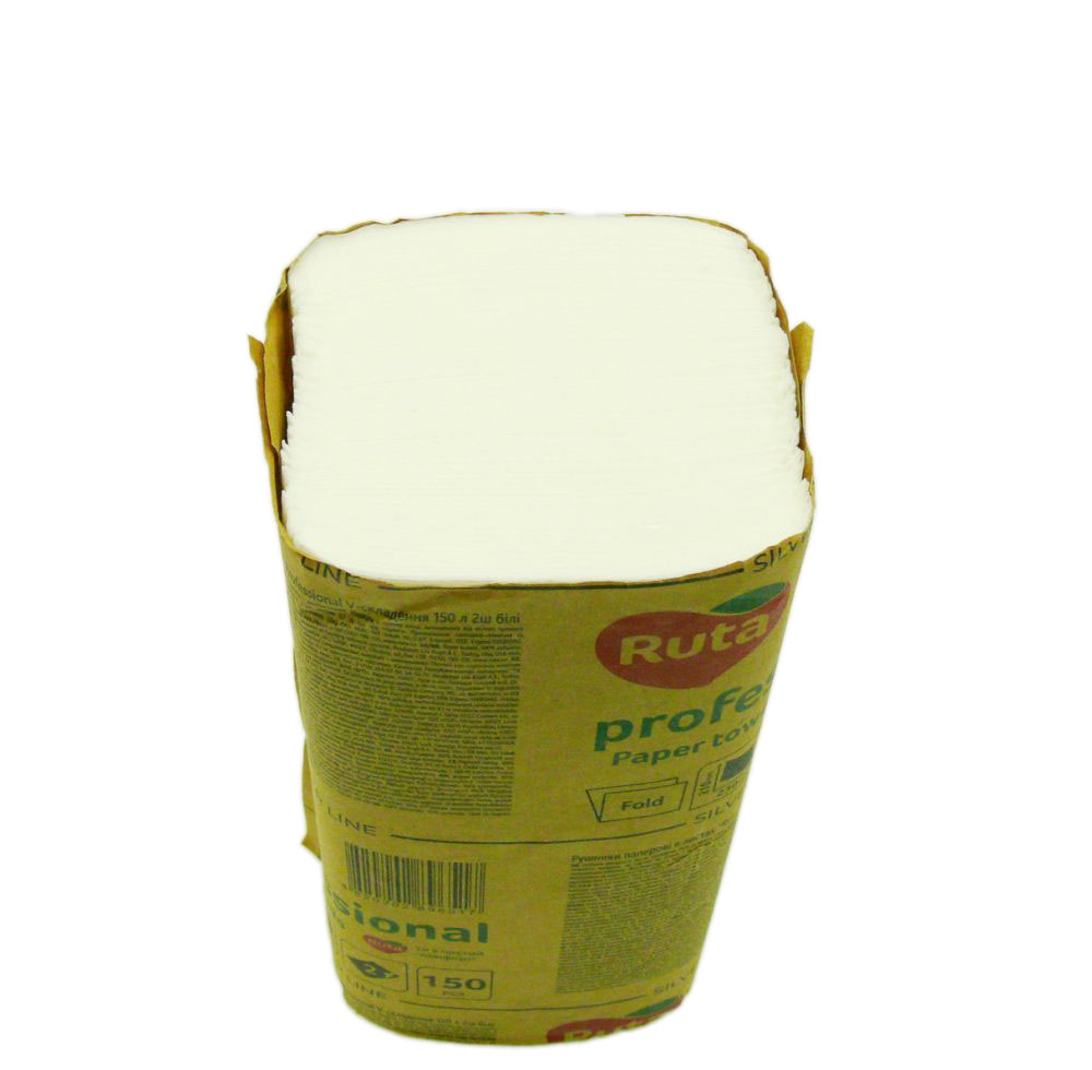 Рушники паперові білі Professional 2 шари V-складання 150 шт